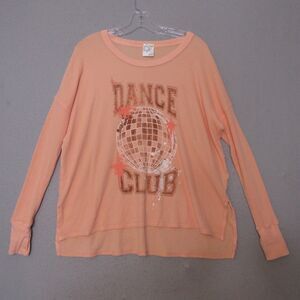 Offline Aerie  XS Orange Dance‎ Club Waffle Knit Thermal Oversized Thumbhole